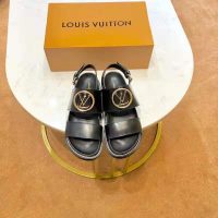 Louis Vuitton LV Women Crossroads Comfort Sandal in Black Glazed Calf Leather (1)
