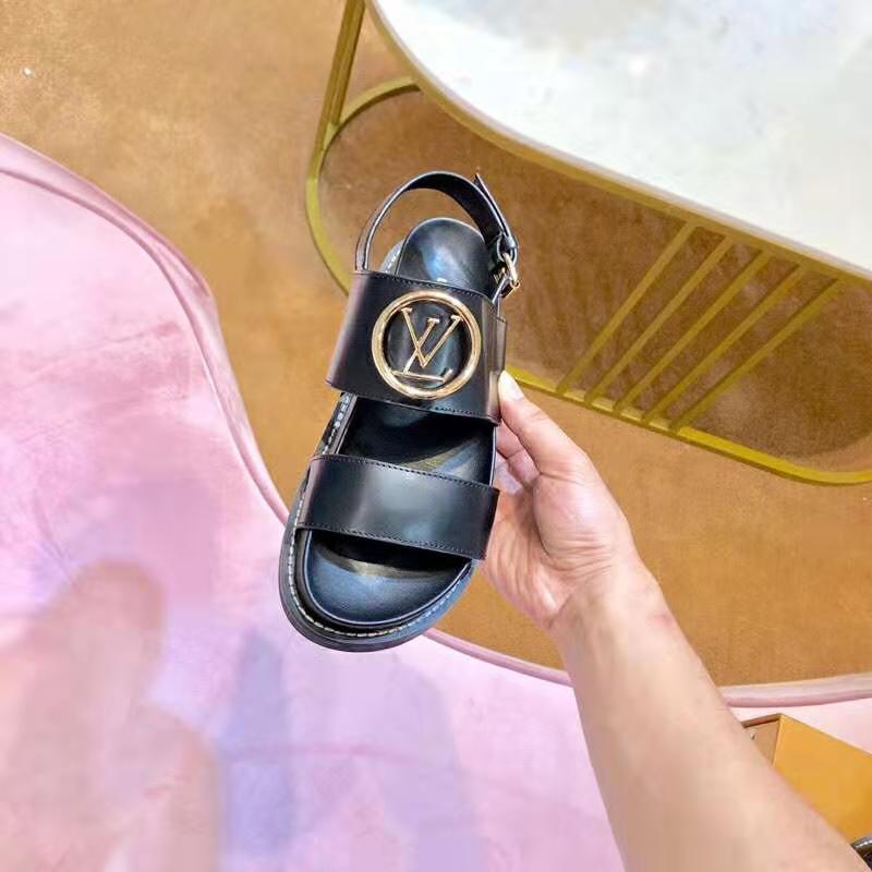 Louis Vuitton LV Women Crossroads Comfort Sandal in Black Glazed