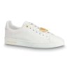 Louis Vuitton LV Women Frontrow Sneaker Gold-Tone LV Circle in White Calf Leather and Rubber