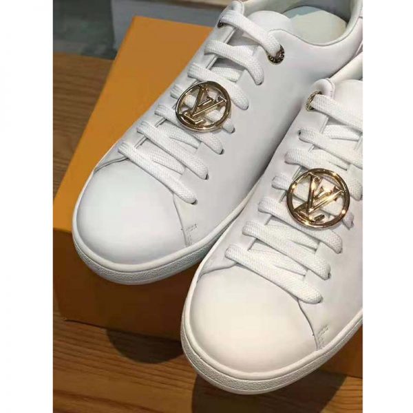 Louis Vuitton LV Women Frontrow Sneaker Gold-Tone LV Circle in White Calf Leather and Rubber (4)
