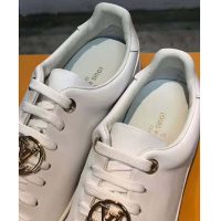 Louis Vuitton LV Women Frontrow Sneaker Gold-Tone LV Circle in White Calf Leather and Rubber (1)