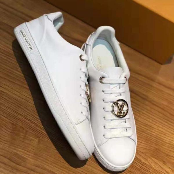 Louis Vuitton LV Women Frontrow Sneaker Gold-Tone LV Circle in White Calf Leather and Rubber (8)