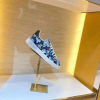 Louis Vuitton LV Women Frontrow Sneaker in Flower-Printed Calf Leather-Blue (1)