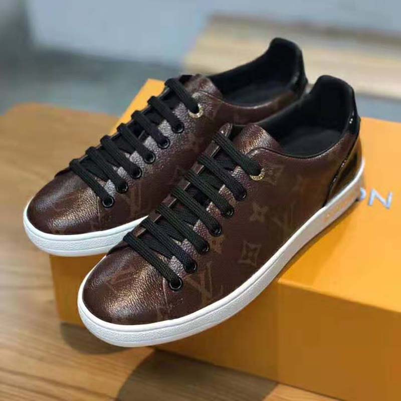 Louis Vuitton Women's FrontRow Sneakers Monogram Canvas with Patent Brown  2259221