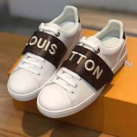 Louis Vuitton LV Women Frontrow Sneaker in White Calf Leather and Brown Rubber (1)