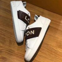 Louis Vuitton LV Women Frontrow Sneaker in White Calf Leather and Brown Rubber (1)