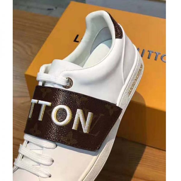 Louis Vuitton LV Women Frontrow Sneaker in White Calf Leather and Brown Rubber (7)
