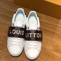 Louis Vuitton LV Women Frontrow Sneaker in White Calf Leather and Brown Rubber (1)