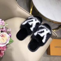 Louis Vuitton LV Women Homey Flat Mule in Mink Fur-Black (1)