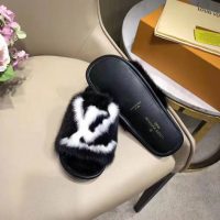 Louis Vuitton LV Women Homey Flat Mule in Mink Fur-Black (1)