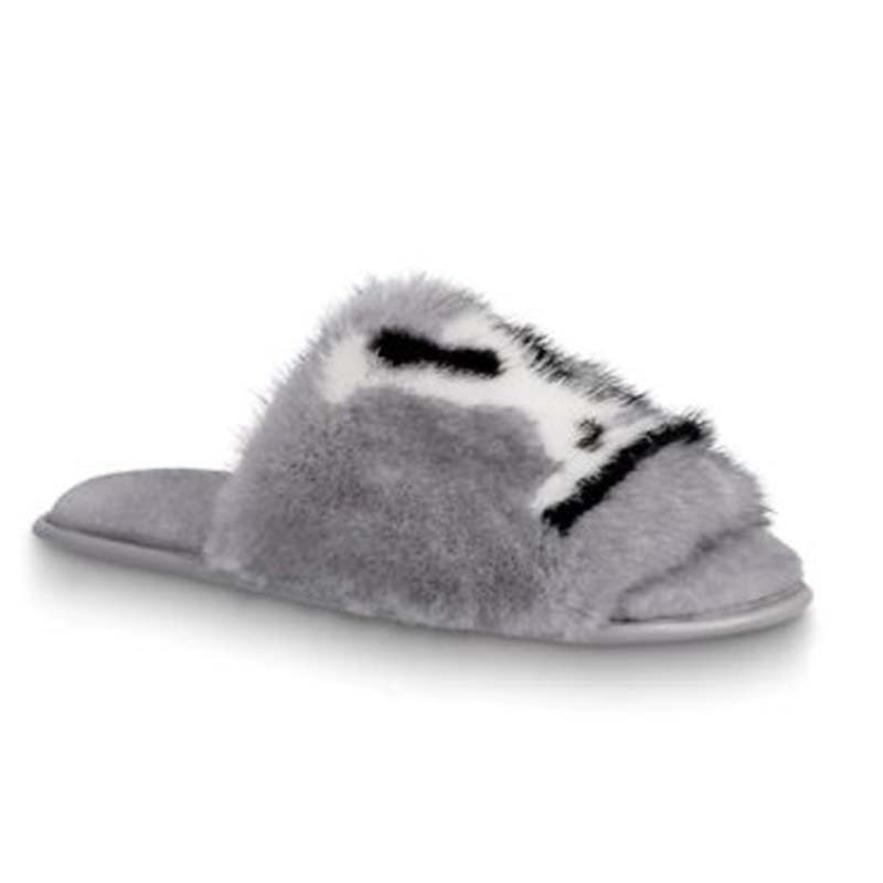 Louis Vuitton Monogrammed Mink Fur Slippers Eu 38-39 Uk 5-6 Us 8-9 at  1stDibs