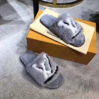 Louis Vuitton LV Women Homey Flat Mule in Mink Fur-Grey (1)