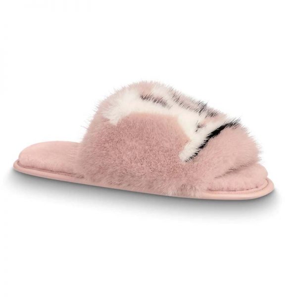 Louis Vuitton LV Women Homey Flat Mule in Mink Fur-Pink
