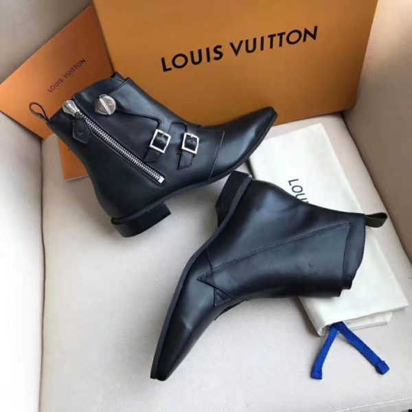 Louis Vuitton LV Women Jumble Flat Ankle Boot in Calf Leather-Black (4)