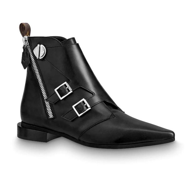 Louis Vuitton LV Women Jumble Flat Ankle Boot in Calf Leather and Rubber Outsole-Black (1)