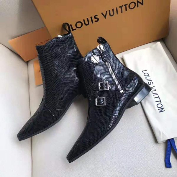 Louis Vuitton LV Women Jumble Flat Ankle Boot in Python and Rubber-Black (3)