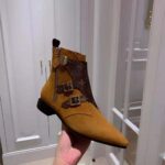 Louis Vuitton LV Women Jumble Flat Ankle Boot in Suede Calf Leather and Patent Monogram Canvas-Brown - Image 7