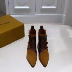 Louis Vuitton LV Women Jumble Flat Ankle Boot in Suede Calf Leather and Patent Monogram Canvas-Brown - Image 3