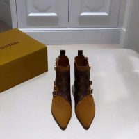 Louis Vuitton LV Women Jumble Flat Ankle Boot in Suede Calf Leather and Patent Monogram Canvas-Brown (1)