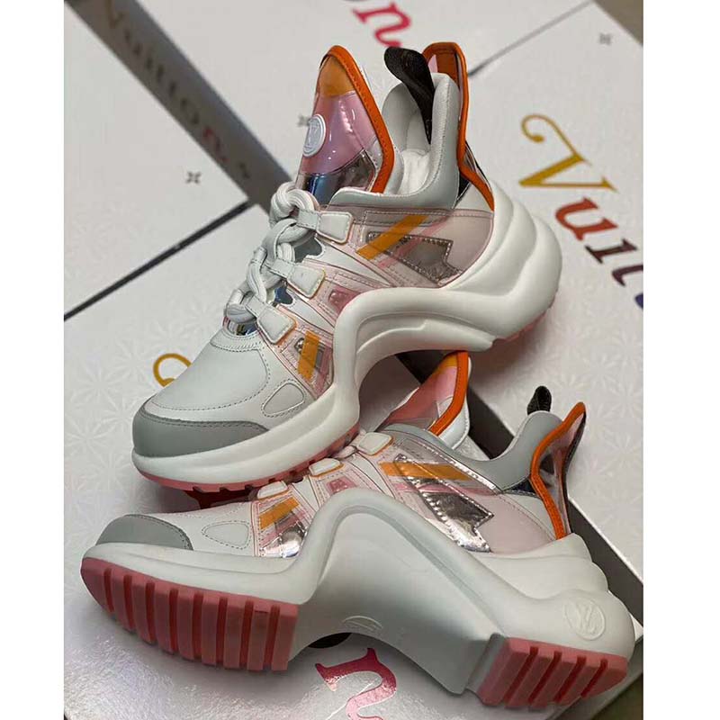 Authentic LV 2021ss early spring fashion catwalk sneakers 400N ORANGE White  - Kitsociety