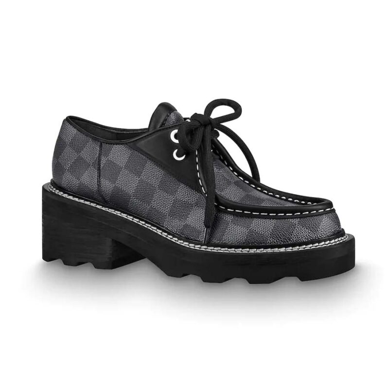 Louis Vuitton LV Beaubourg - Derby con plataforma para mujer en lona Damier Graphite gris
