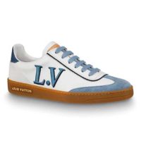 Louis Vuitton LV Women LV Frontrow Sneaker in Calf Leather and Suede Calf Leather-Blue (1)