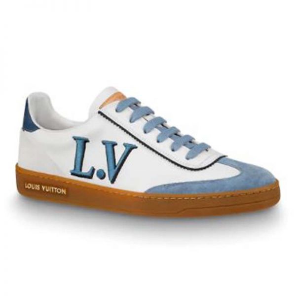 Louis Vuitton LV Women LV Frontrow Sneaker in Calf Leather and Suede Calf Leather-Blue (1)