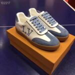Louis Vuitton LV Women LV Frontrow Sneaker in Calf Leather and Suede Calf Leather-Blue - Image 4