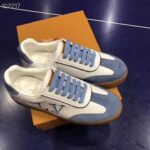 Louis Vuitton LV Women LV Frontrow Sneaker in Calf Leather and Suede Calf Leather-Blue - Image 5