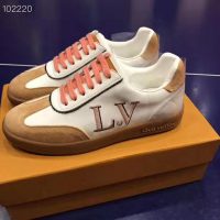 Louis Vuitton LV Women LV Frontrow Sneaker in Calf Leather and Suede Calf Leather-Pink (1)