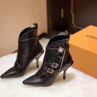 Louis Vuitton LV Women LV Janet Ankle Boot in Black Glazed Calf Leather 9.5 cm Heel (1)