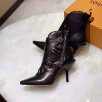 Louis Vuitton LV Women LV Janet Ankle Boot in Black Glazed Calf Leather 9.5 cm Heel (1)