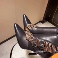 Louis Vuitton LV Women LV Janet Ankle Boot in Calf Leather and Patent Monogram Canvas-Black (1)