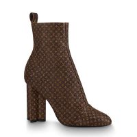 Louis Vuitton LV Women LV Silhouette Ankle Boot in Patent Monogram Canvas-Brown (1)