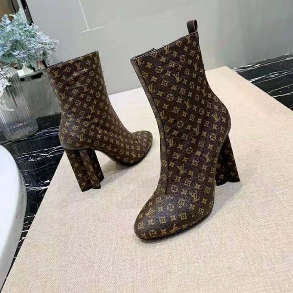 Louis Vuitton LV Women LV Silhouette Ankle Boot in Patent Monogram Canvas-Brown (4)