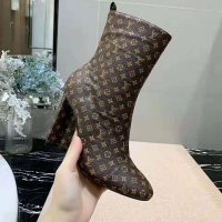 Louis Vuitton LV Women LV Silhouette Ankle Boot in Patent Monogram Canvas-Brown (1)