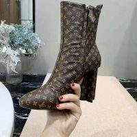 Louis Vuitton LV Women LV Silhouette Ankle Boot in Patent Monogram Canvas-Brown (1)