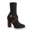 Louis Vuitton LV Women LV Silhouette Ankle Boot in Textile and Monogram Canvas-Black