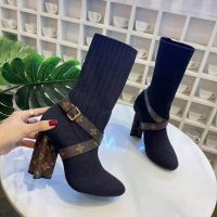 Louis Vuitton LV Women LV Silhouette Ankle Boot in Textile and Monogram Canvas-Black (1)