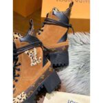 Louis Vuitton LV Women Laureate Platform Desert Boot in Soft Suede Calf Leather with Monogram Canvas-Brown - Image 9