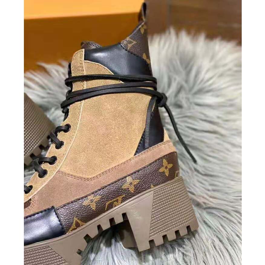 Louis Vuitton Monogram Canvas Suede Laureate Desert Platform Boots - S –  LuxeDH