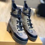 Louis Vuitton LV Women Laureate Platform Desert Boot in Suede Calf Leather and Monogram Canvas-Brown - immagine 3