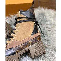 Louis Vuitton LV Women Laureate Platform Desert Boot in Suede Calf Leather and Monogram Canvas-Brown (1)