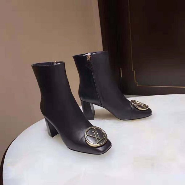 Louis Vuitton LV Women Madeleine Ankle Boot Soft Black Calf Leather 7.5 cm Heel (4)