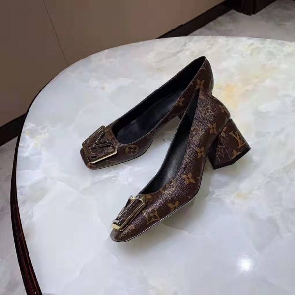 Louis Vuitton LV Women Madeleine Pump in Patent Monogram Canvas and Leather 7.5 cm Heel-Brown (11)