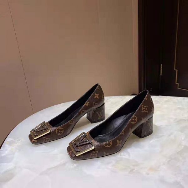 Louis Vuitton LV Women Madeleine Pump in Patent Monogram Canvas and Leather 7.5 cm Heel-Brown (5)