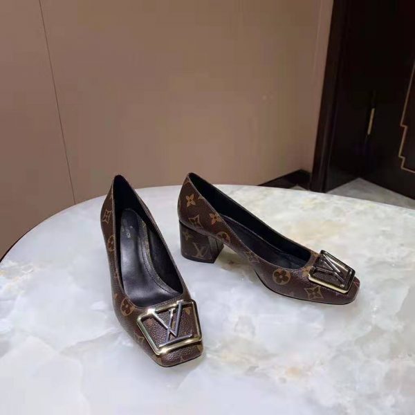 Louis Vuitton LV Women Madeleine Pump in Patent Monogram Canvas and Leather 7.5 cm Heel-Brown (7)