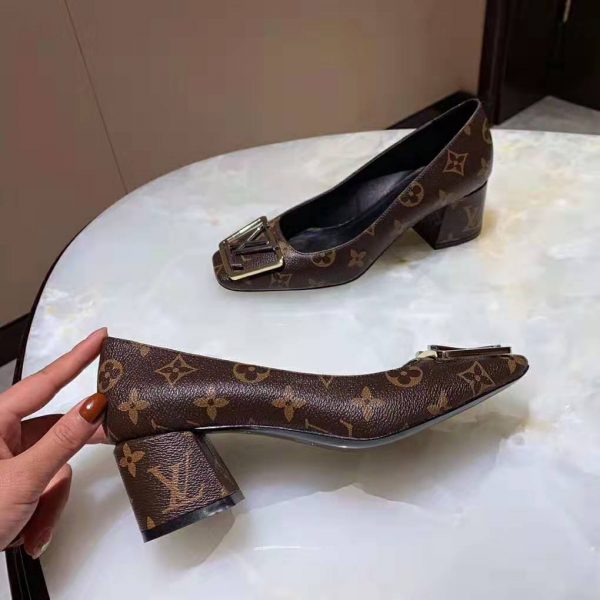 Louis Vuitton LV Women Madeleine Pump in Patent Monogram Canvas and Leather 7.5 cm Heel-Brown (8)