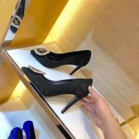 Louis Vuitton LV Women Madeleine Pump in Suede Baby Goat Leather with Oversized LV Circle 8 cm Heel-Black (1)