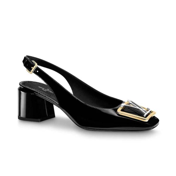 Louis Vuitton LV Women Madeleine Slingback Pump in Patent Calf Leather-Black (1)